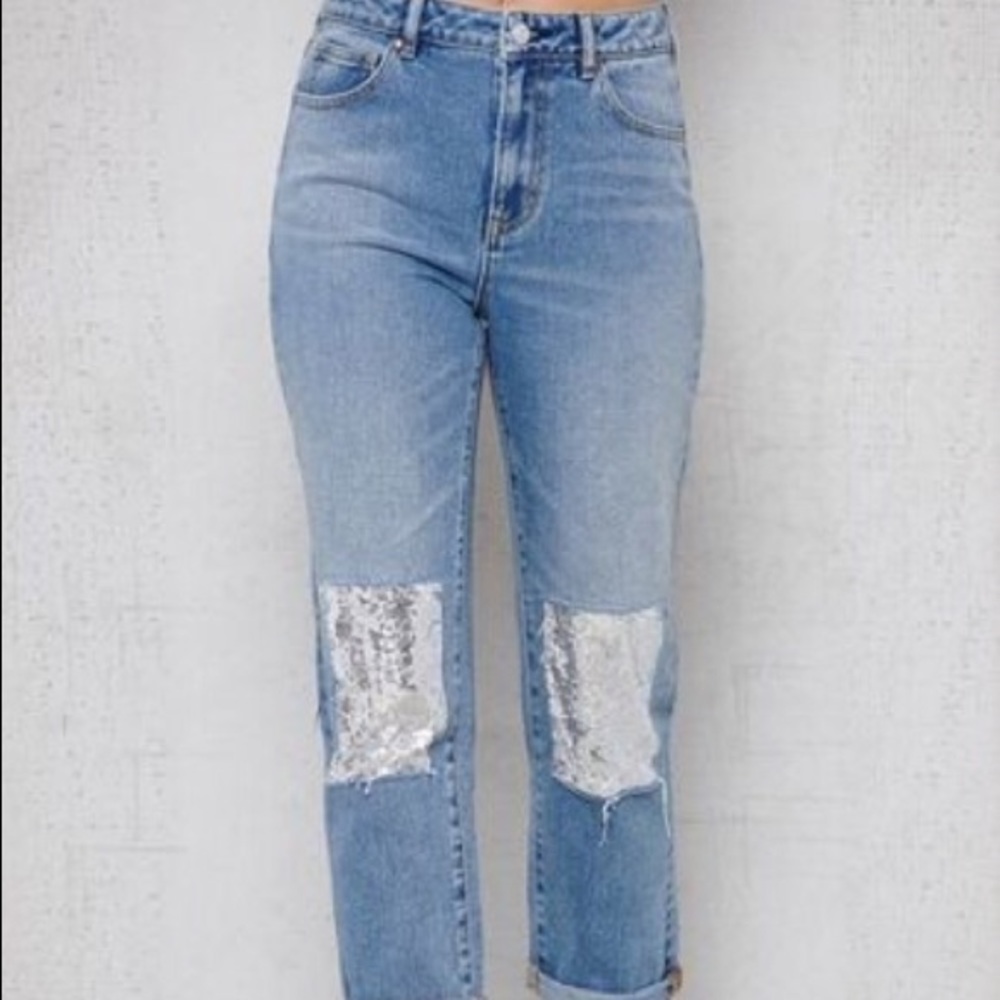 Pacsun Mom Jeans sequin at knee